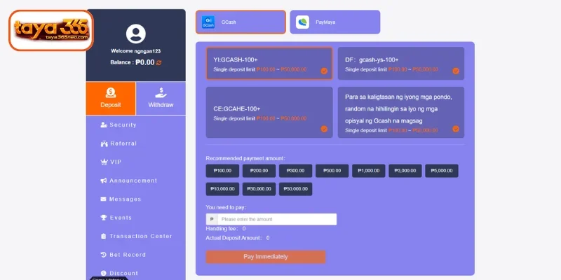 Detailed Instructions for TAYA365 Account Funding Methods
